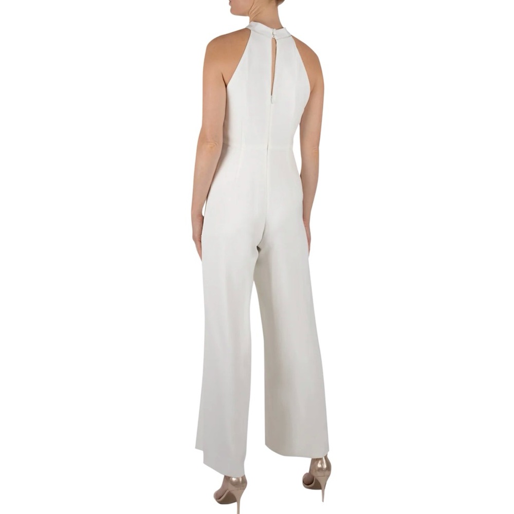 JULIA JORDAN Ivory Knot Neck Halter Wide Leg Jumpsuit Elegant Formal Size 8 NWT - Picture 4 of 9